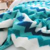 2X 170cm Blue Zigzag Striped Throw Blanket Acrylic Wave Knitted Fringed Woven Cover Couch Bed Sofa Home Decor