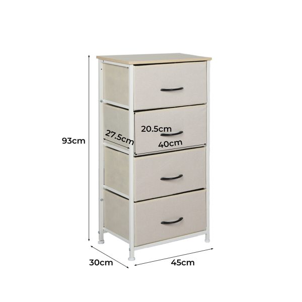 Storage Cabinet Tower Chest of Drawers Dresser Tallboy 8 Drawer Beige
