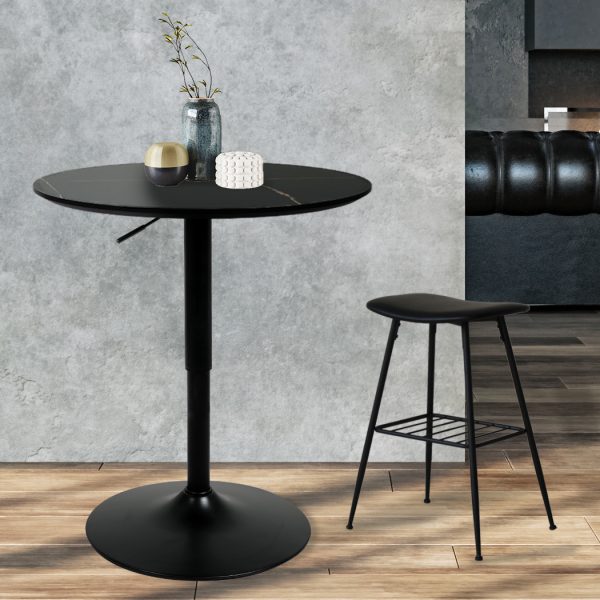 Bar Table Swivel Gas Lift Counter Dining Furniture Cafe Outdoor Black