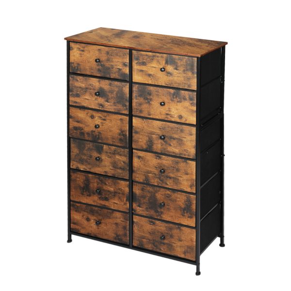 Storage Cabinet Tower Chest of Drawers Dresser Tallboy Drawer Retro Brown