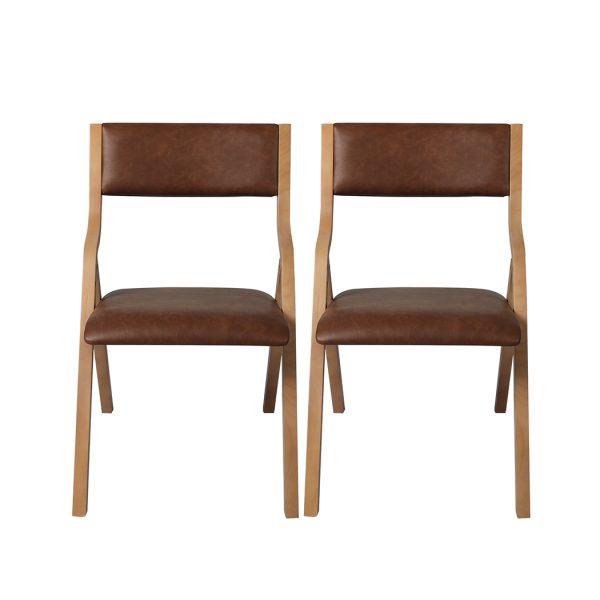 2x Dining Chairs Foldable PU Leather Kitchen Chair Lounge Room Padded