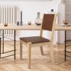 2x Dining Chairs PU Woven Leather Kitchen Chair Lounge Midcentury Modern