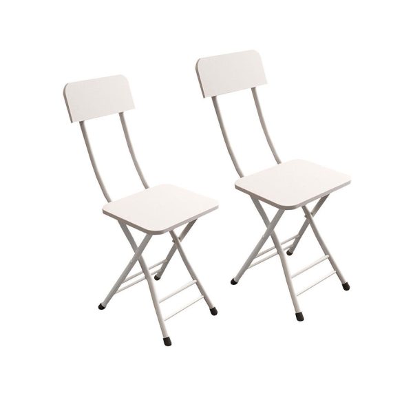 White Foldable Chair Space Saving Lightweight Portable Stylish Seat Home Decor Set of 2