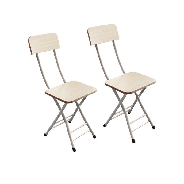 White Maple Foldable Chair Space Saving Lightweight Portable Stylish Seat Home Decor Set of 2