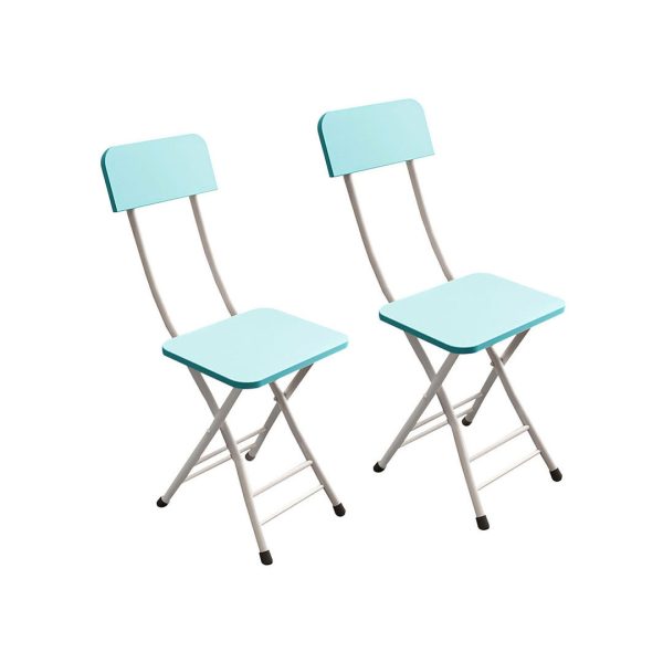 Blue Foldable Chair Space Saving Lightweight Portable Stylish Seat Home Decor Set of 2