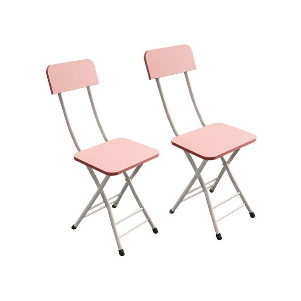 Pink Foldable Chair Space Saving Lightweight Portable Stylish Seat Home Decor Set of 2