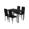 Dining Chairs and Table Dining Set 4 Chair Set Of 5 Wooden Top Black