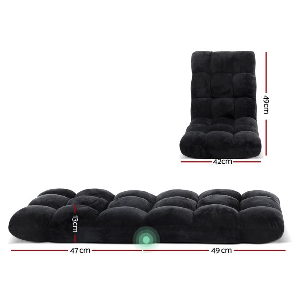 Lounge Sofa Floor Recliner Futon Chaise Folding Couch Black