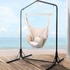 Outdoor Hammock Chair with Stand Hanging Hammock with Pillow Cream