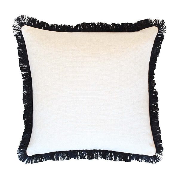 Cushion Cover-Coastal Fringe Black-Solid Natural