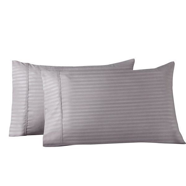 Royal Comfort Blended Bamboo Pillowcase Twin Pack With Stripes – White