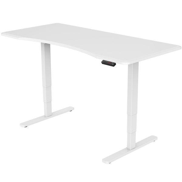Fortia Sit To Stand Up Standing Desk, 150x70cm, 62-128cm Electric Height Adjustable, Dual Motor, 120kg Load, Arched, Black/Black Frame