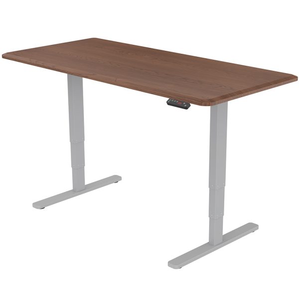 Fortia Sit To Stand Up Standing Desk, 150x70cm, 62-128cm Electric Height Adjustable, Dual Motor, 120kg Load, Black/Black Frame