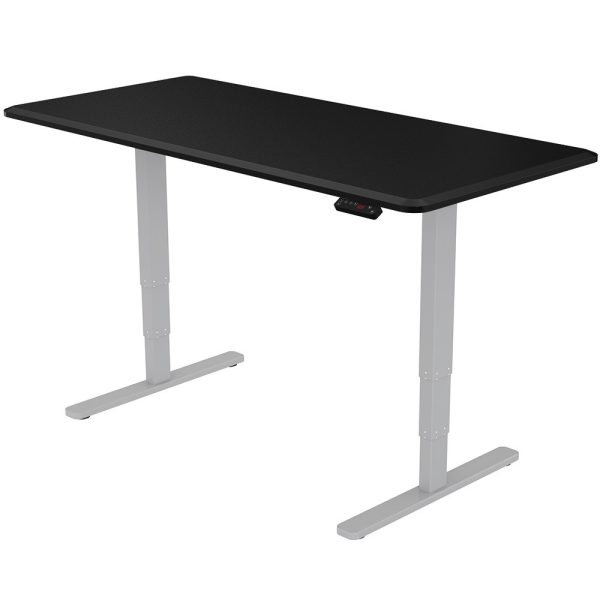 Fortia Sit To Stand Up Standing Desk, 150x70cm, 62-128cm Electric Height Adjustable, Dual Motor, 120kg Load, Black/Black Frame