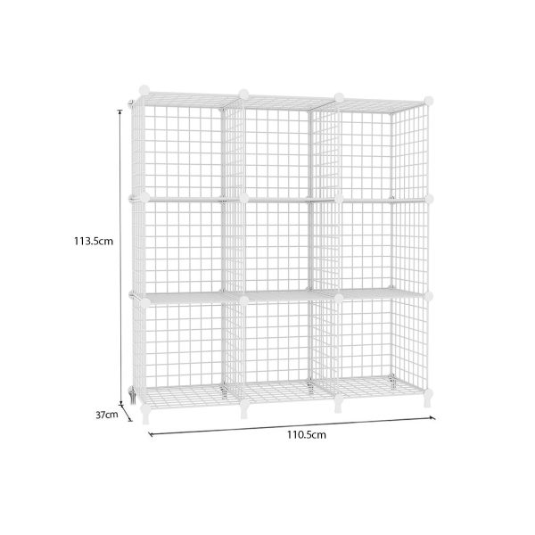 2X White Portable 9-Cube 3 Column Storage Organiser Foldable DIY Modular Grid Space Saving Shelf