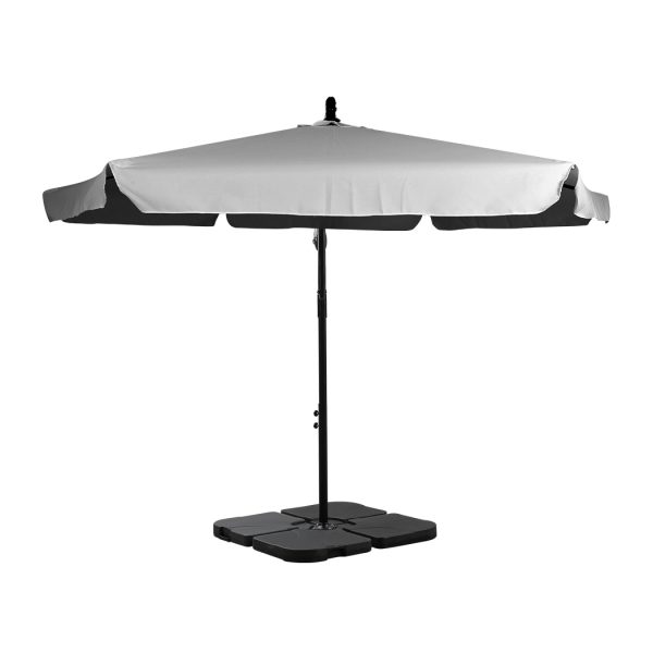 3M Patio Outdoor Umbrella Cantilever Grey With Base Stand