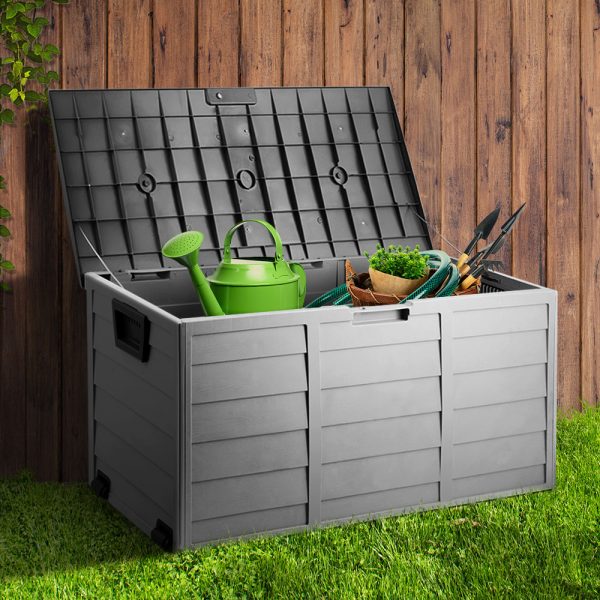 Outdoor Storage Box 290L Lockable Organiser Garden Deck Shed Tool Black