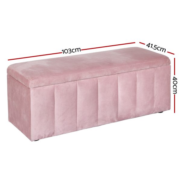 Storage Ottoman Blanket Box Velvet Chest Toy Foot Stool Couch Bed