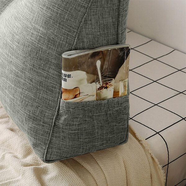 150cm Grey Triangular Wedge Bed Pillow Headboard Backrest Bedside Tatami Cushion Home Decor