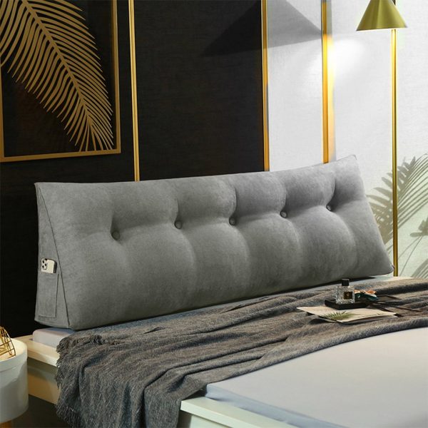 150cm Grey Triangular Wedge Bed Pillow Headboard Backrest Bedside Tatami Cushion Home Decor