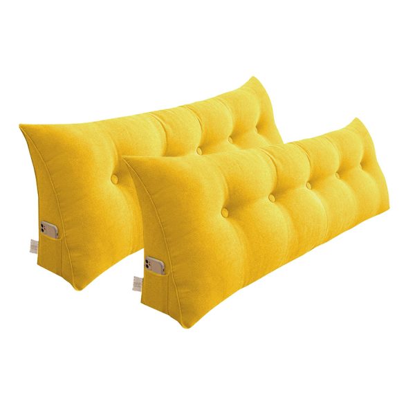 2X 100cm Yellow Triangular Wedge Bed Pillow Headboard Backrest Bedside Tatami Cushion Home Decor