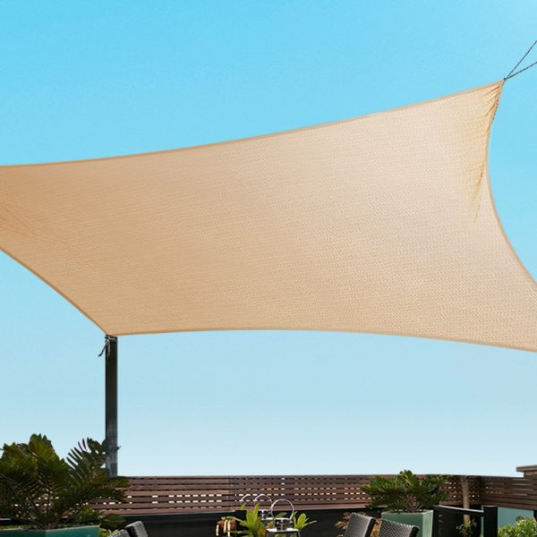 Shade Sail Cloth Rectangle Shadesail Heavy Duty Sand Sun Canopy 6x6m