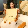 Smiley Face Toast Bread Wedge Cushion Stuffed Plush Cartoon Back Support Pillow Home Decor