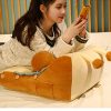 Smiley Face Toast Bread Wedge Cushion Stuffed Plush Cartoon Back Support Pillow Home Decor