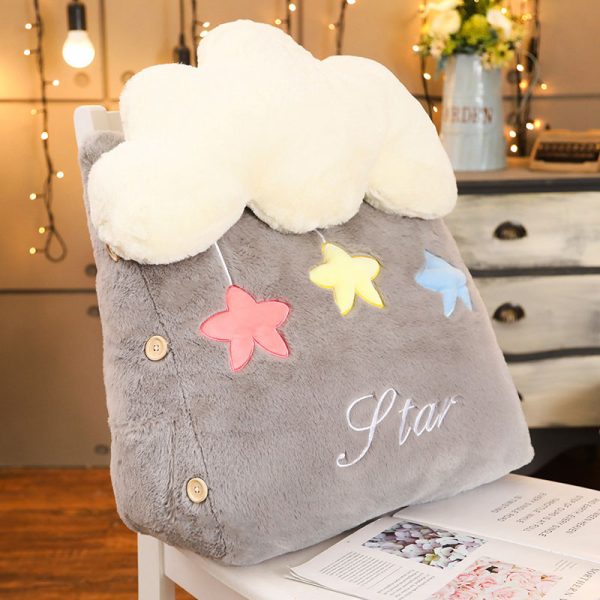 Grey Cute Star Cloud Cushion Soft Leaning Lumbar Wedge Pillow Bedside Plush Home Decor