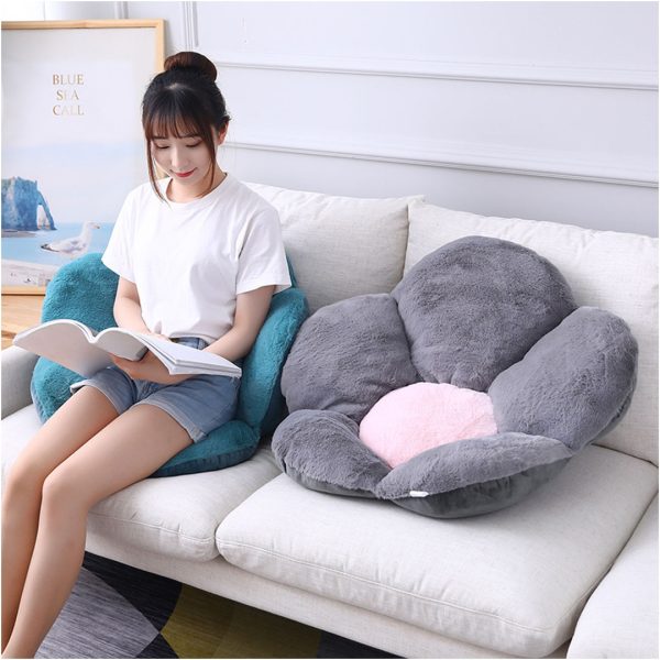 Green Whimsical Big Flower Shape Cushion Soft Leaning Bedside Pad Floor Plush Pillow Home Decor