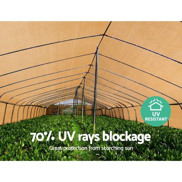 70%UV Sun Shade Cloth Shadecloth Sail Roll Mesh Outdoor 1.83x50m Beige