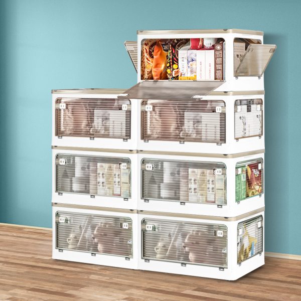 Storage Box Plastic Stackable Container Clothes Wardrobe Organiser 5 Side Open
