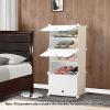 5 Tier White Shoe Rack Organizer Sneaker Footwear Storage Stackable Stand Cabinet Portable Wardrobe with Cover