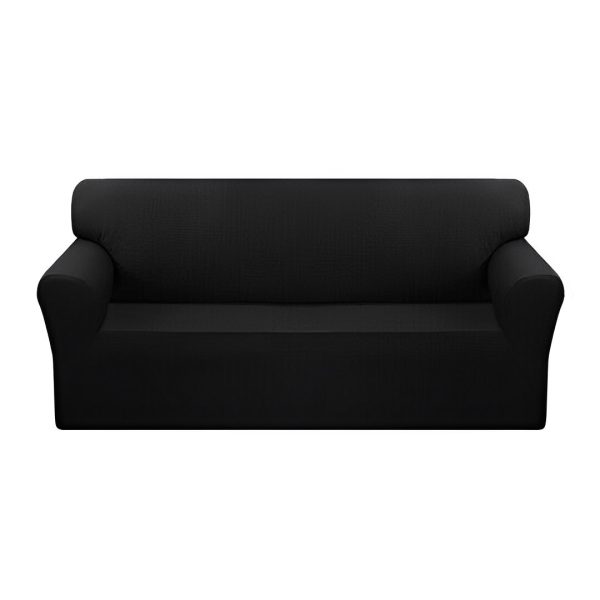 4-Seater Black Sofa Cover Couch Protector High Stretch Lounge Slipcover Home Decor