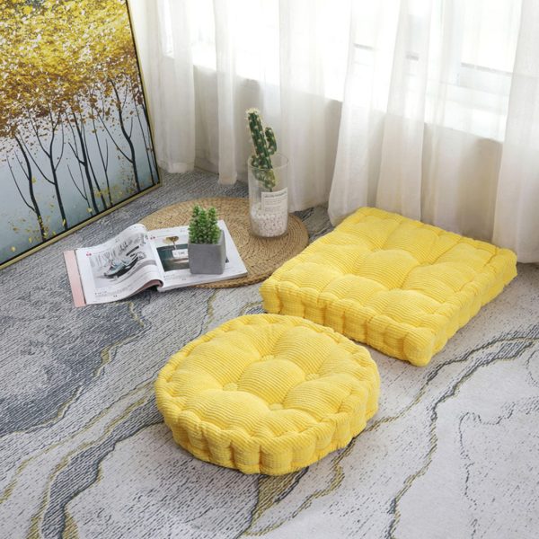 2X Yellow Square Cushion Soft Leaning Plush Backrest Throw Seat Pillow Home Office Decor