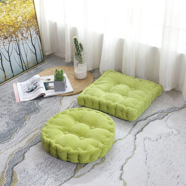 2X Green Square Cushion Soft Leaning Plush Backrest Throw Seat Pillow Home Office Sofa Decor