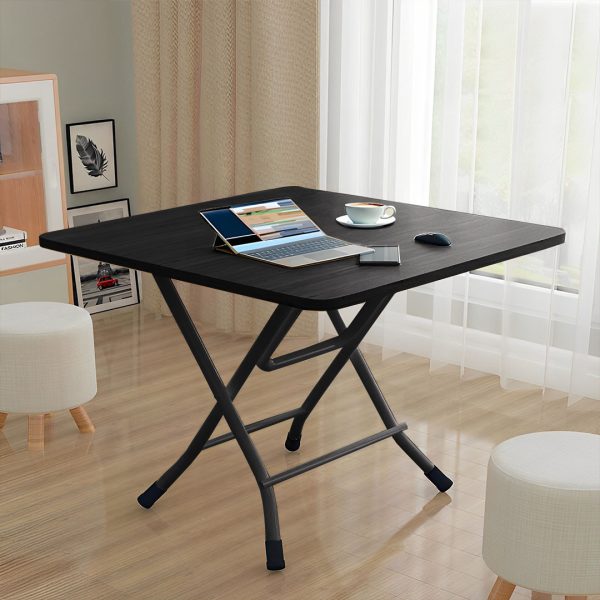 2X Black Dining Table Portable Square Surface Space Saving Folding Desk with Lacquered Legs Home Decor
