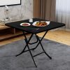 2X Black Dining Table Portable Square Surface Space Saving Folding Desk with Lacquered Legs Home Decor