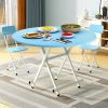 2X  Blue Dining Table Portable Round Surface Space Saving Folding Desk Home Decor