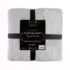 Royal Comfort Plush Blanket Throw Warm Soft Super Soft Large 220cm x 240cm – Light Grey