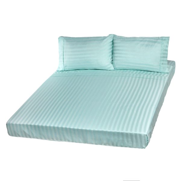 Royal Comfort 1200TC Soft Sateen Damask Stripe Cotton Blend Sheet Pillowcase Set – Queen – Mist
