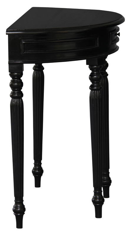 Turn Leg Half Round Sofa Table (Black)