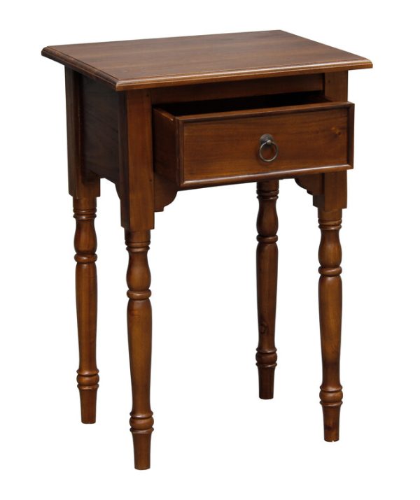 Milly Turn Leg 1 Drawer Side Table (Mahogany)