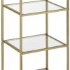 VASAGLE Storage Shelf 4-Tier Tempered Glass Gold LGT029A01
