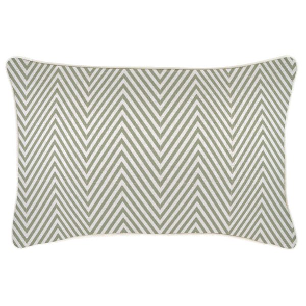 Cushion Cover-With Piping-Zig Zag Sage-35cm x 50cm