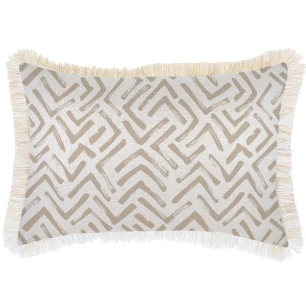 Cushion Cover-Coastal Fringe-Tribal-Beige-35cm x 50cm