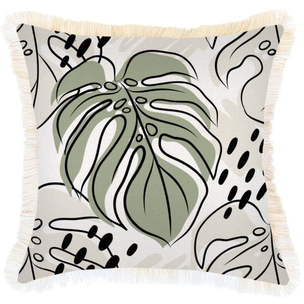 Cushion Cover-Coastal Fringe Natural-Rainforest Sage