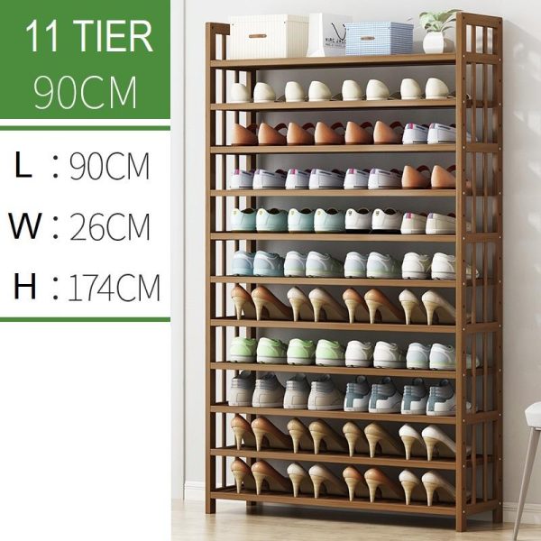 11 Tier Tower Bamboo Wooden Shoe Rack Corner Shelf Stand Storage Organizer