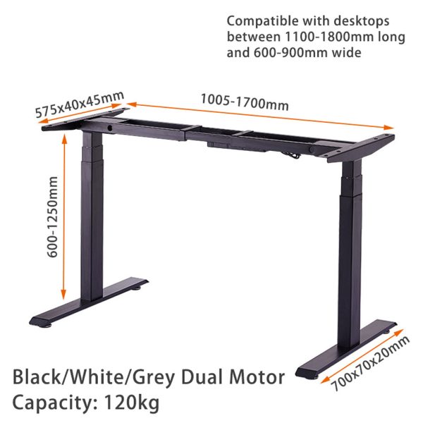 Standing Desk Height Adjustable Sit Stand Motorised Dual Motors Frame