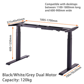 Standing Desk Height Adjustable Sit Stand Motorised Dual Motors Frame Top